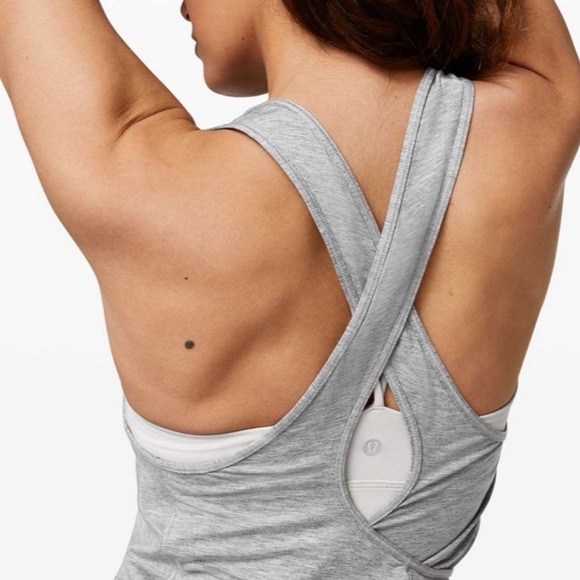 Lululemon Turn To Tie Tank Top Gray Size 6 Scoop Neck Cropped Modal Cotton - Picture 5 of 12